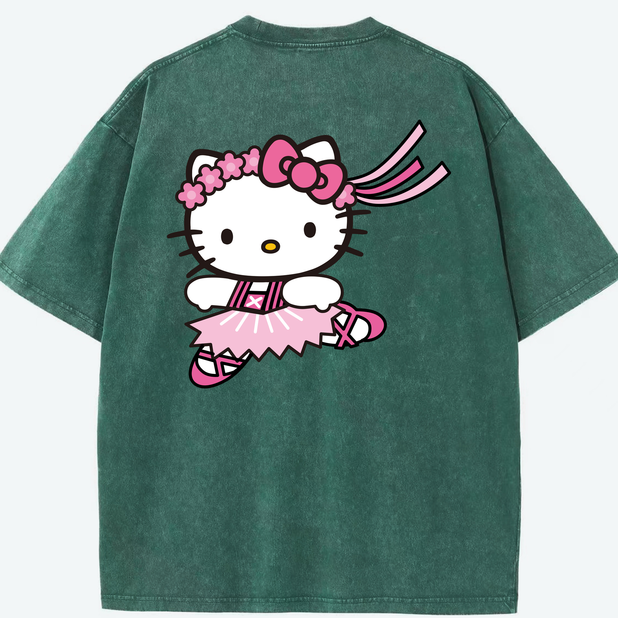 （画像用） Hello Kitty ハローキティ 綿100% ヴィンテージ風 半袖Tシャツ（背面プリント）